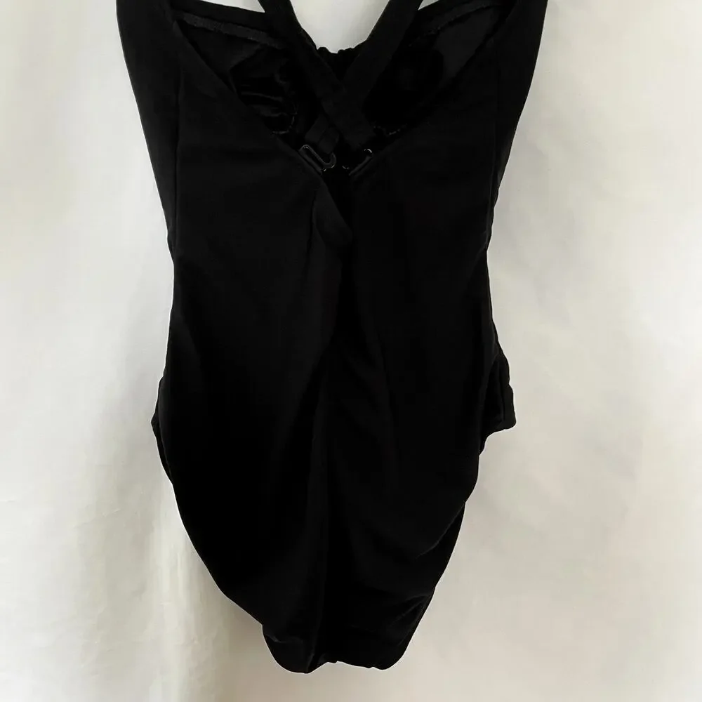 Eddie Bauer slim‎ suit black one piece racerback adjustible women's size 14 tall